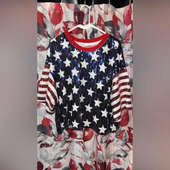 Simply Southern Tops - Simply Southern Sequin Stars & Stripes Top - Red, White & Blue